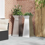 Pillar Planter 2 pcs Silver 40 x 40 x 100 cm 873861