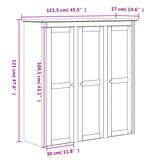 Highborad "BODO" White and Brown 115.5x43x200.5cm Solid Wood Pine 3206452