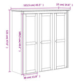 Highborad "BODO" Grey 115.5x43x200.5 cm Solid Wood Pine 3206453