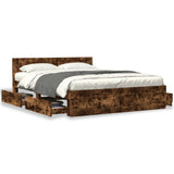 Bed Frame with Headboard without Mattress Smoked Oak 160x200 cm 3295552