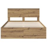Bed Frame Artisian Oak 140 x 190 cm Solid Pine Wood 3410608