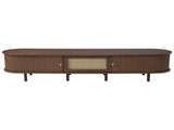 TV Stand with 1 Rattan Drawer and 2 Sliding Doors,Oval TV Cabinet Storage Sideboard with Rounded N605P339346B