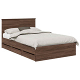 Bed Frame with Drawer Brown Oak 135 x 190 cm Engineer Wood 3407997