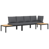 3 Piece Garden Sofa Set with Cushions Black Aluminium 3283707