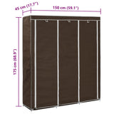 282454 Wardrobe with Compartments and Rods Brown 150x45x175 cm Fabric