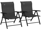 Set of Two Folding Garden Chairs, with Seven-Position Adjustable Backs - Grey T3398P324044
