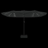 Double-Head Garden Parasol with LEDs Black 449x265 cm 362959