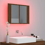 ZNTS LED Mirror Cabinet Brown Oak 60x12x45 cm Engineered Wood 822843