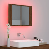 ZNTS LED Mirror Cabinet Brown Oak 60x12x45 cm Engineered Wood 822843