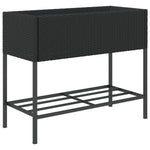 ZNTS Garden Planter with Shelf Black Poly Rattan 366384