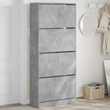 Shoe Cabinet with 4 Flip-Drawers Concrete Grey 80x34x187.5 cm 3214381