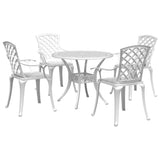 Garden Dining Set White Cast Aluminium 5 Piece Set Ergonomic 3216336