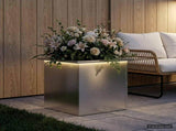 Garden Planter with LED Silver 40 x 40 x 40 cm Stainless Steel 8008134