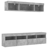 5 Piece TV Wall Units with LED Concrete Grey Engineered Wood 3216721