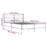 Bed Frame Smoked Oak Engineered wood, metal Double Bed Frame 3280044