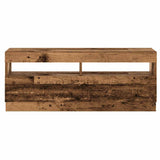 TV Cabinet with LED Lights Old Wood 200x35x40 cm Engineered Wood 3329165