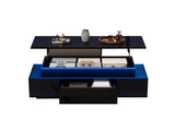 Lift-Top Coffee Table, Highgloss Centre Table with 1 drawers & LED lights, Hidden storage space, N605P388254B