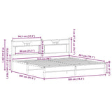 Metal Bed Frame without Mattress Smoked Oak 193x201 cm 3325107