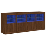 Sideboard with LED Lights Brown Oak 163x37x67 cm 3209078