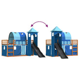 Bunk Bed without Mattress with Slide and Curtains Blue 90x200 cm 3284168