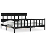 Bed Frame without Mattress Black 200x200 cm Solid Wood Pine 3193360