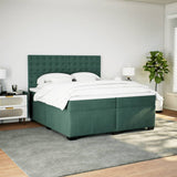 Box Spring Bed with Mattress Dark Green 200x200 cm Velvet 3291017