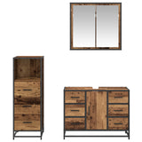 Bathroom Furniture Set with Door 3 pcs Old Wood Engineered Wood 3402536