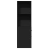 Narrow Bathroom Cupboard with Wheels Black Engineered Wood 855296