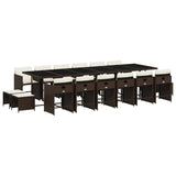 17 Piece Garden Dining Set with Cushions Brown Poly Rattan 3211185