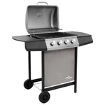 Gas BBQ Grill with 4 Burners Black and Silver 48547