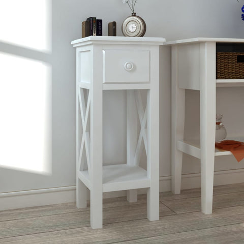 ZNTS Side Table with Drawer White 241147
