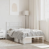 Metal Bed Frame without Mattress with Headboard White 90x200cm 355309