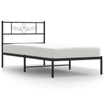 ZNTS Metal Bed Frame without Mattress with Headboard Black 80x200cm 355258