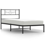 Metal Bed Frame without Mattress with Headboard Black 90x190cm 355259