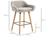 Set of 2 Bar Stools Modern Upholstered Seat Bar Chairs w/ Metal Frame, Solid Wood Legs Living Room T3398P328157