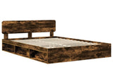 Bed Frame Smoked Oak 150 x 200 cm Solid Pine Wood 3412064