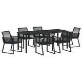 Garden Dining Set 7 pcs Black Powder-Coated Steel 3379315