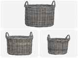 Planter Basket with Storage 3 pcs Kubu Grey Kubu Rattan 42020955