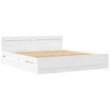 Bed Frame with Headboard without Mattress White 200x200 cm 3295534