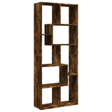 Room Divider Bookcase Smoked Oak 67x25x161.5 cm Engineered Wood 858079