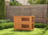 Rabbit Hutch Outdoor Guinea Pig Hutch Wooden Duck House Pet Cage with Opening Roof, 90 x 45 x 90cm T3398P350019