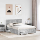 Bed Frame Concrete Grey 140 x 200 cm Engineered Wood 3408266