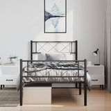 Metal Bed Frame without Mattress with Footboard Black 100x200cm 372290