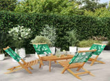 Folding Garden Chairs 4 pcs Green Fabric and Solid Wood 3214649