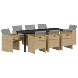 Garden Dining Set 9 pcs Beige Poly Rattan 3380616