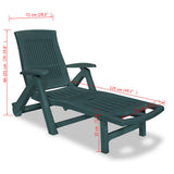 Sunlounger Green Plastic One Size Foldable Sun Lounger 43587