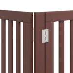 Dog Gate with Door Foldable 9 Panels Brown 450 cm Poplar Wood 3155659