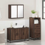 3 Piece Bathroom Furniture Set Brown Oak Engineered Wood 3301014