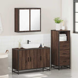 3 Piece Bathroom Furniture Set Brown Oak Engineered Wood 3301014