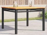 Garden Table Black 80x80x75 cm Poly Rattan Acacia Wood 366273